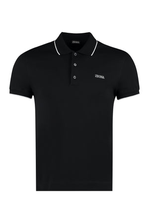 Cotton-piqué polo shirt-0